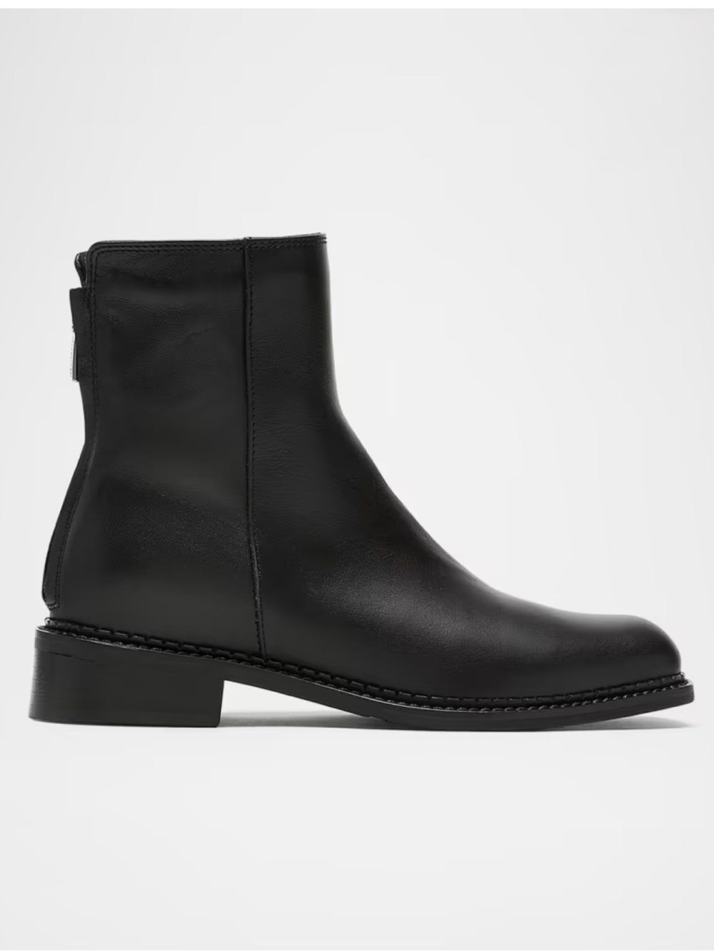 Madewell Hayes Black Leather Zip Ankle Boot women’s size 7